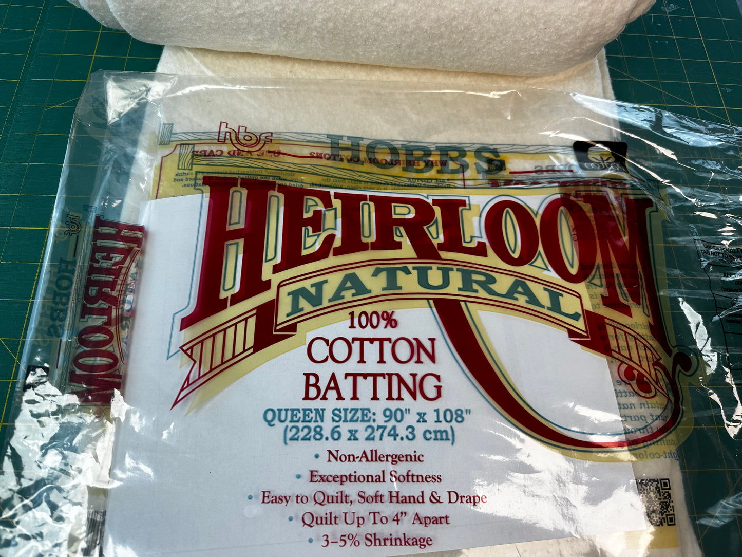 Hobbs Heirloom Natural 100% Cotton Batting – Queen Size (90" x 108")